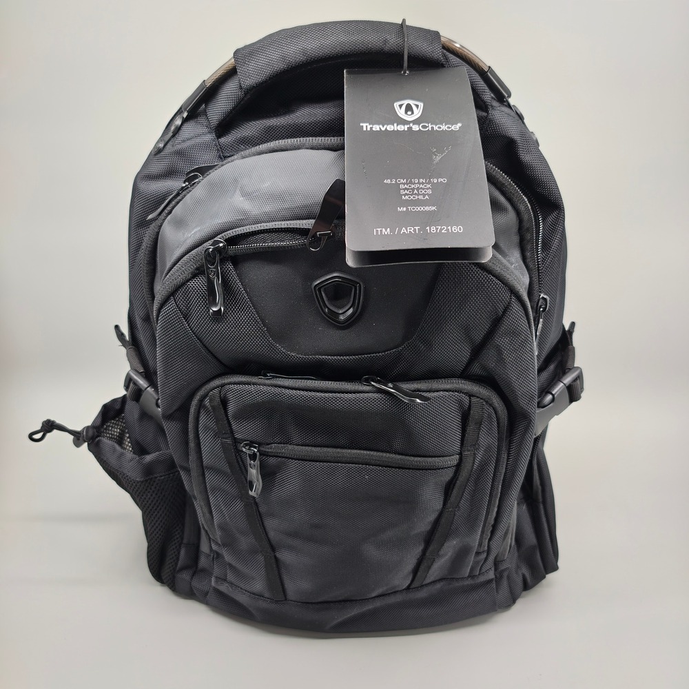 Traveler's Choice 19" Laptop Backpack Black Flotek Padded Travel Bag TC00085K